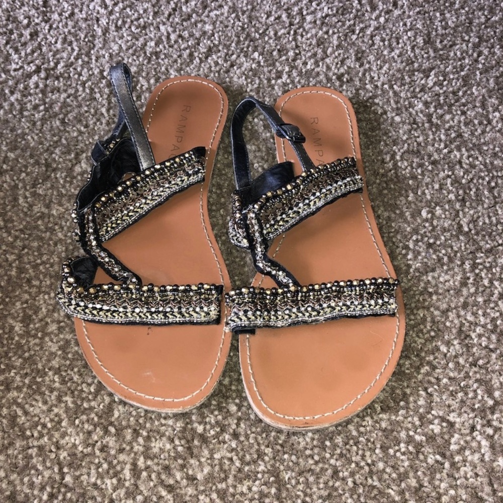 brown and gold sandals